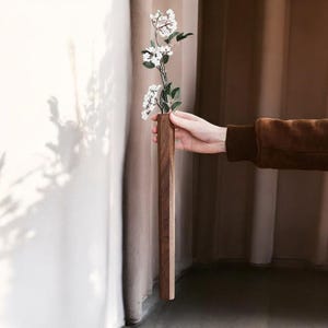Nordic Hydroponic Wall Vase, Vintage Wood Flower Pot, Wall Mounted Decorative Plant Tube for Home