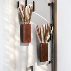 Maceta rectangular de madera para colgar en la pared: decoración floral pastoral, canasta pequeña para la casa, acento para la sala de estar