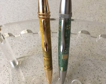 READY TO SHIP! Polaris Twist Pen- 24kt Gold or Satin Nickel Finishes -  Computer Circuit Board-Buckeye Burl - Hand Crafted & One of a Kind!