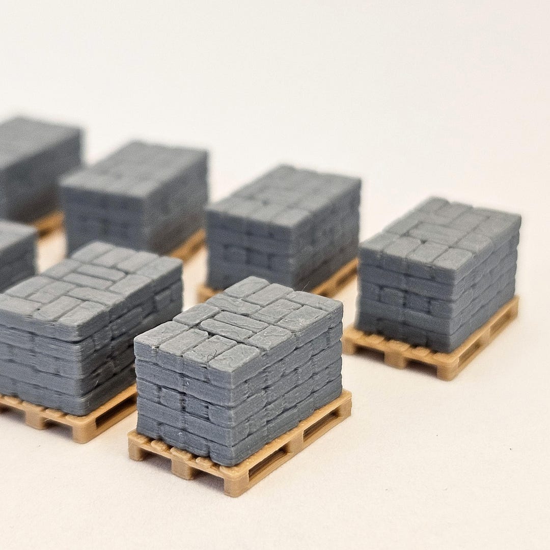 Scale Stone Models 10x Stacked Wall Stone Bricks on Pallets HO 1:87 Scale Miniature Model ...