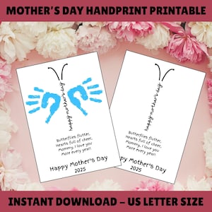 Manualidad con huella de mano para el Día de la Madre para niños. Poema imprimible. Regalo para mamá. Descarga instantánea en PDF. Tamaño carta (8,5 x 11 pulgadas).