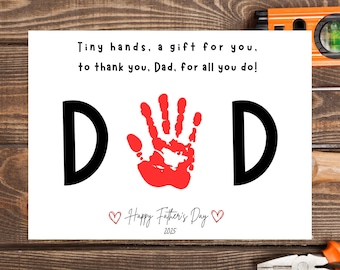 Father’s Day Handprint Craft for Dad  DIY Printable Gift from Kids Father’s Day Art Template Instant PDF Download