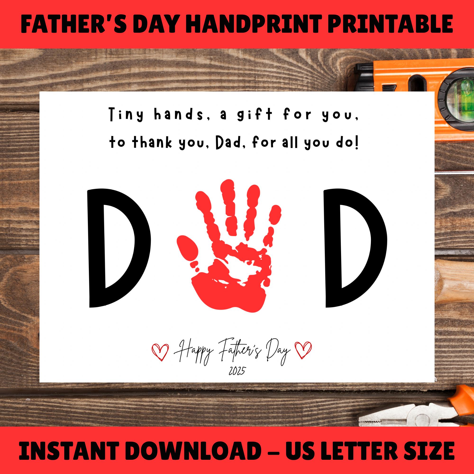 Father’s Day Handprint Craft for Dad  DIY Printable Gift from Kids Father’s Day Art Template Instant PDF Download