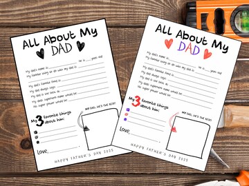 Father’s Day Handprint Craft for Dad  DIY Printable Gift from Kids Father’s Day Art Template Instant PDF Download