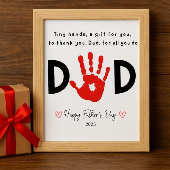 Father’s Day Handprint Craft for Dad  DIY Printable Gift from Kids Father’s Day Art Template Instant PDF Download