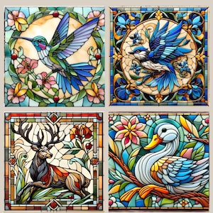 Faux Stained Glass Animals: Printable Wall Art & Crafts (Digital Download)