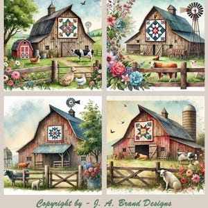 Imágenes digitales de colchas de granero primitivas: Arte mural rústico (descarga digital, 10x10 cm)