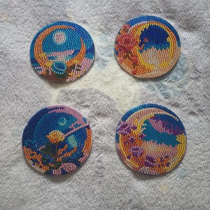 Moon & Flower 4pc Coaster Set