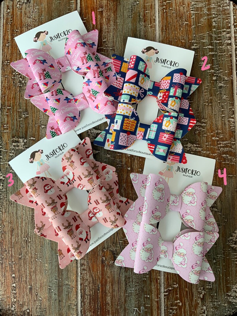 Christmas Collection Hair Bows Kids Accessories Pink image 1