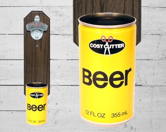 Generic Beer Wall Mounted Bottle Opener with Vintage Cost Cutter Beer Can Cap Catcher - Unique Gift for Guy and Beer Lover