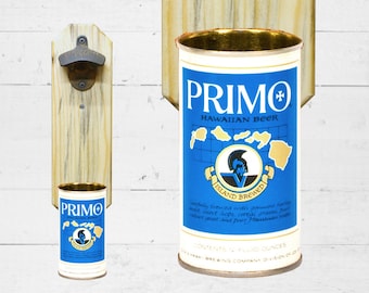 Primo Hawaiian Wall Mounted Bottle Opener with Vintage Beer Can Cap Catcher - Great Gifts for Groomsmen