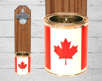 Canada Wall Mounted Bottle Opener with Canadian Flag Bottle Cap Catcher - Beer Bottle Opener - Groomsmen and Housewarming Gift