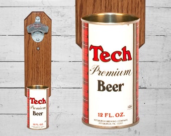 Tech Beer Wall Mounted Bottle Opener with Vintage Beer Can Cap Catcher