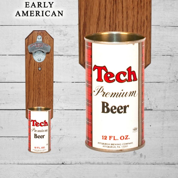 Tech Beer Wall Mounted Bottle Opener With Vintage Beer Can Cap Etsy