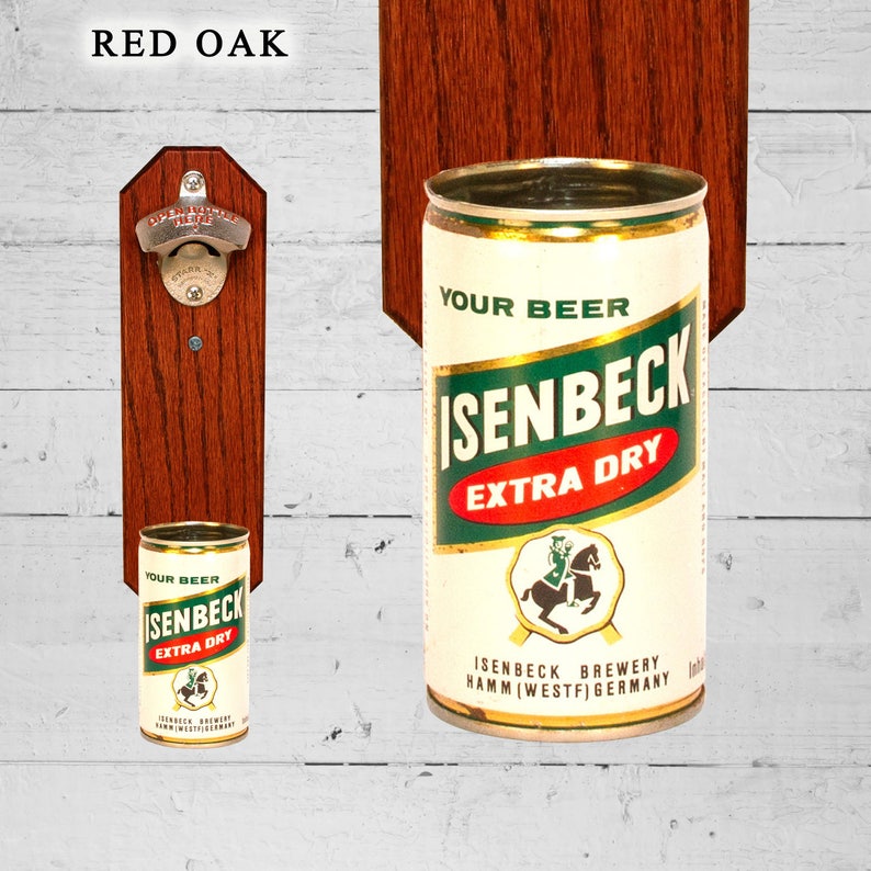 Wall Bottle Opener with Vintage Isenbeck Extra Dry Beer Can Cap Catcher, Gift for Groomsmen image 3