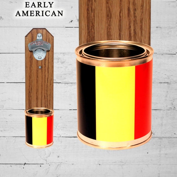Belgium Flag Beer Bottle Opener With Wall Mounted Cap Catcher