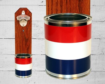 Netherlands Flag Wall Mount Beer Bottle Opener with Cap Catcher - Mancave Gift for Guy - Housewarming Gift