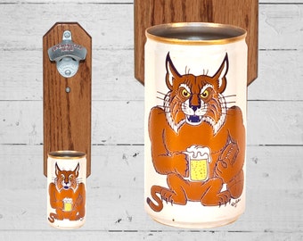 Boyfriend Gift Kentucky Wildcat Wall Mounted Bottle Opener with Vintage Beer Can Cap Catcher - Gift for Groomsmen