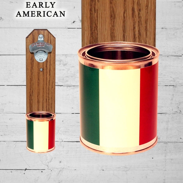 Italian Flag Beer Bottle Opener with Wall Mounted Italy Cap Catcher - Mancave Gift for Guy - Housewarming Gift