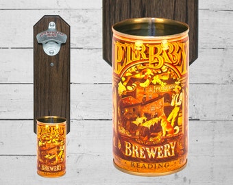 Peter Barbey  Wall Mounted Bottle Opener with Vintage Reading Pennsylvania Historic Brewery Beer Can Cap Catcher - Gift for Guy