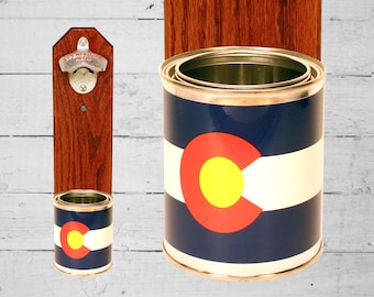 Colorado Wall Mounted Bottle Opener with State Flag Bottle Cap Catcher - Beer Bottle Opener - Groomsmen and Housewarming Gift