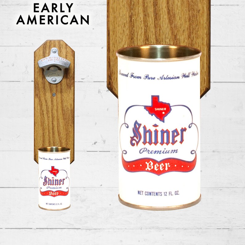 Barware Shiner Texas Bottle Opener with Wall Mounted Vintage Beer Can Cap Catcher Great Gift for Groomsmen image 4