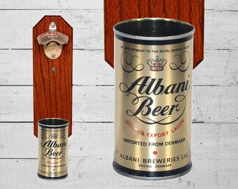 Albany Wall Mounted Bottle Opener with Vintage Beer Can Cap Catcher, Gift for Dad Retro Barware