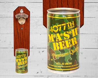 Beer Gift MASH TV Show Beer Bottle Opener with Vintage Wall Mounted Beer Can Cap Catcher - Great Groomsmen Gift