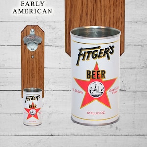 Fitger&#39;s 壁掛けボトルオープナー、ヴィンテージ ダルース グレート レイクス ビール缶キャップキャッチャー付き