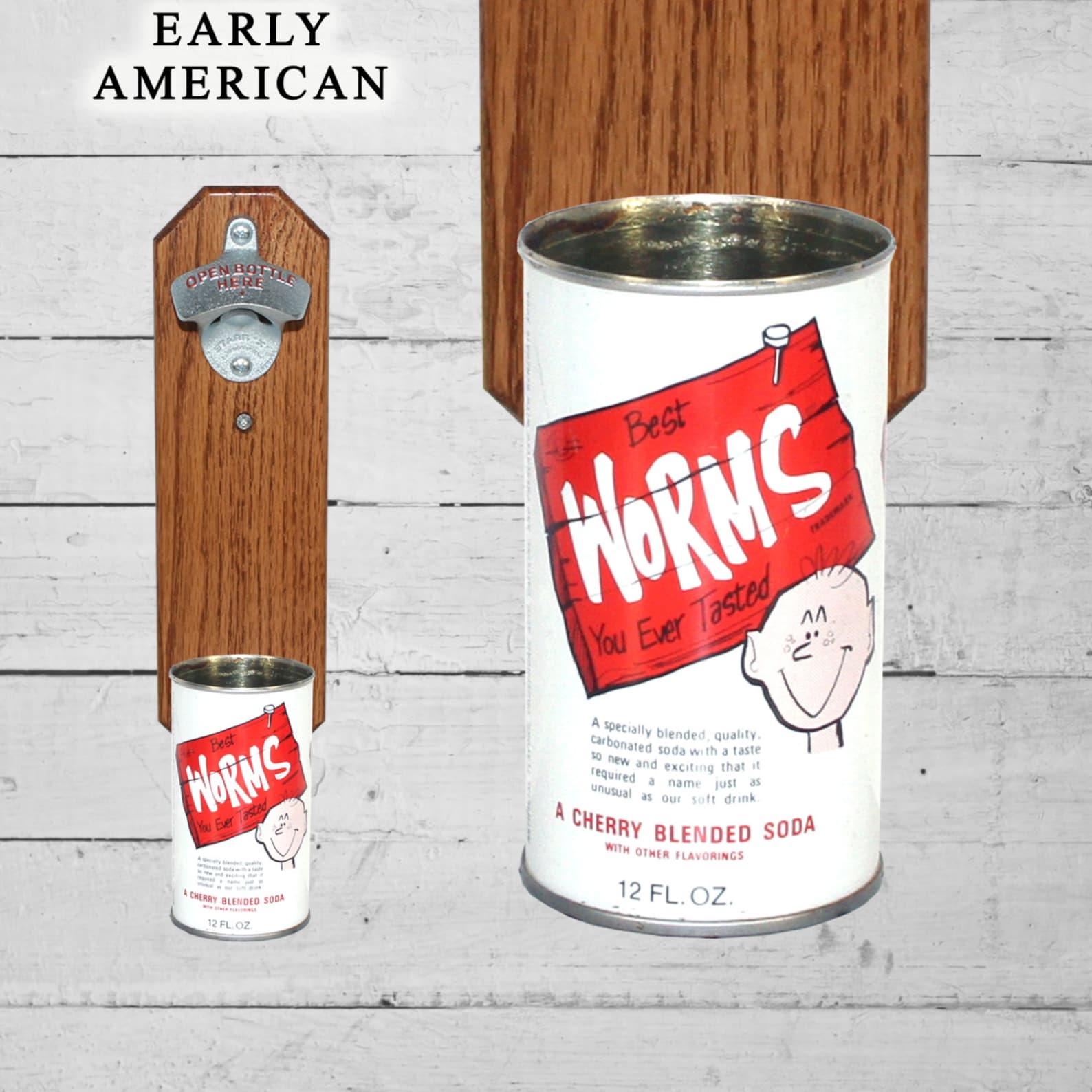 Worms Wall Mounted Bottle Opener With Novelty Vintage Beer Can Etsy