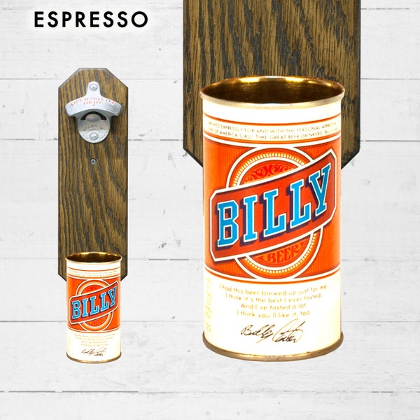 Barware Billy Beer Wall Mounted Bottle Opener with Vintage Beer Can Cap Catcher