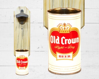 Old Crown Bottle Opener with Vintage Indiana Wall Mounted Beer Can Cap Catcher