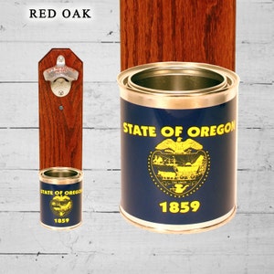 Oregon Wall Mounted Bottle Opener with State Flag Bottle Cap Catcher - Beer Bottle Opener - Groomsmen and Housewarming Gift