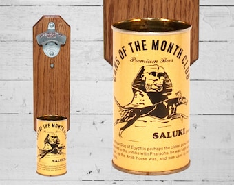Saluki Wall Mounted Bottle Opener with Vintage Egyptian Dog Beer Can of the Month Cap Catcher - Gift For Dog Lovers