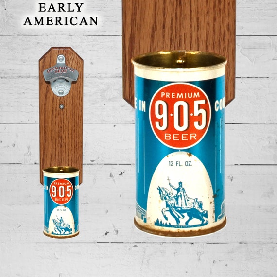 Nine O Five Wall Mounted Bottle Opener With Vintage 905 Beer Can Cap Catcher Great Gift