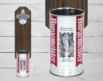 Burgemeister Beer Wall Mounted Beer Bottle Opener with Vintage Beer Can Cap Catcher - Gift for Groomsmen
