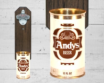 Andy's Wall Mounted Man Cave Bottle Opener with Vintage Minnesota Beer Can Cap Catcher - Man Cave Gift for Guy