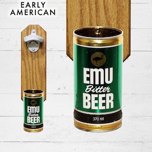 Australia Beer Gift Emu Wall Mounted Bottle Opener with Vintage Beer Can Cap Catcher, Gift for Guy Beer Drinker Home Brew Emu Bitter