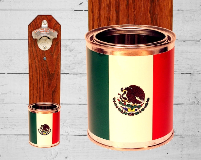 Mexican Flag Beer Bottle Opener With Mexico Wall Mounted Cap Catcher ...