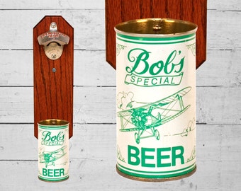 Wall Bottle Opener with Biplane Bob's Beer Can Cap Catcher - Groomsmen Gift