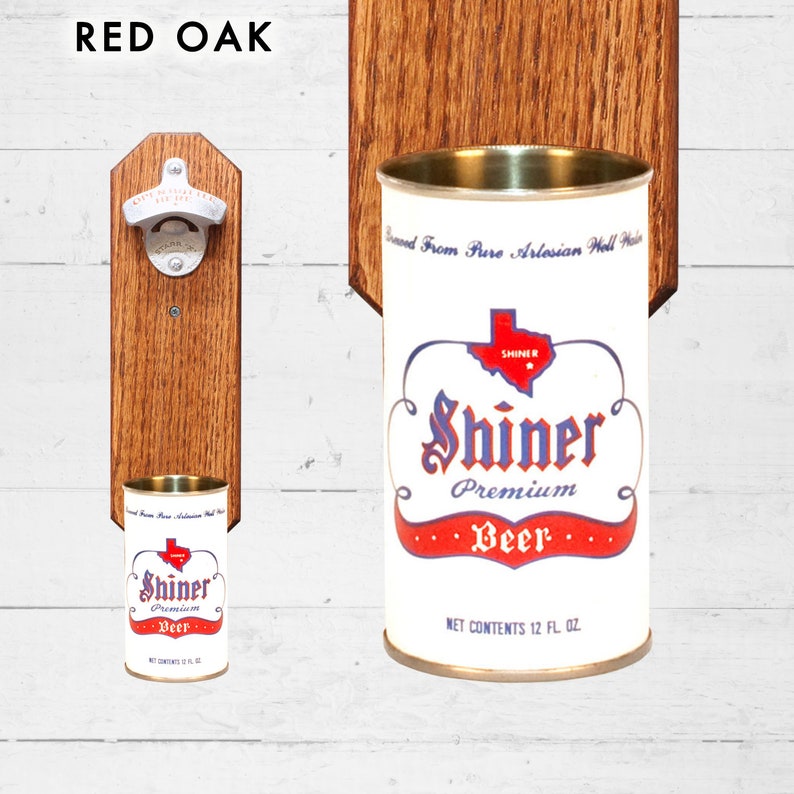 Barware Shiner Texas Bottle Opener with Wall Mounted Vintage Beer Can Cap Catcher Great Gift for Groomsmen image 1