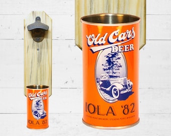 Old Cars Wall Mounted Bottle Opener with Vintage Old Car Beer Can Cap Catcher