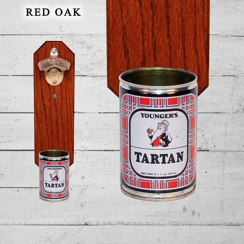 Bar Accessory Man Cave Gift Wall Mounted Bottle Opener with Vintage Younger/'s Tartan Beer Can Cap Catcher