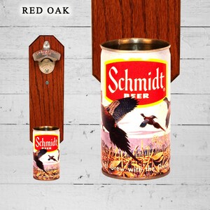 Schmidt Pheasants Wall Mounted Bottle Opener with Vintage Schmidt Beer Can Cap Catcher Gift for Guys image 3