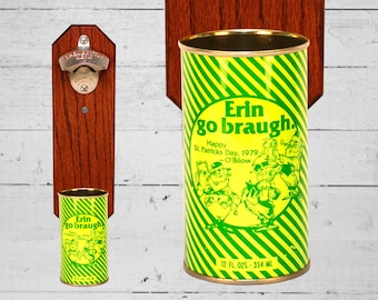 Craft Beer Gift St Patrick's Day Garden State Wall Mounted Bottle Opener with Vintage 1979 Bilow Beer Can Cap Catcher