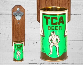 Tennis Wall Bottle Opener with Vintage Tennis Center of America Beer Can Cap Catcher -  Gifts for Groomsmen