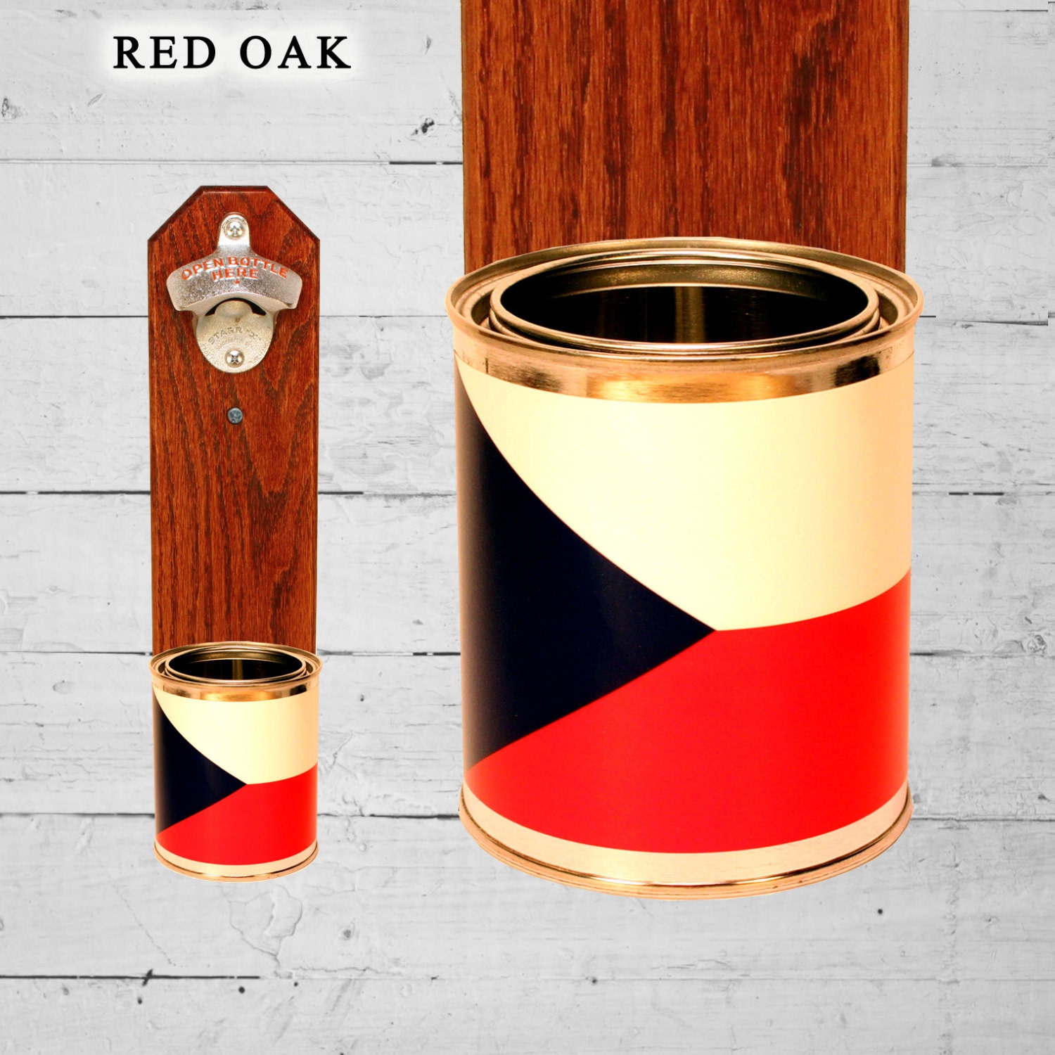 Czech Republic Flag Beer Bottle Opener with Wall Mounted Czechoslovakia Cap Catcher - Mancave Gift for Guy - Housewarming Gift