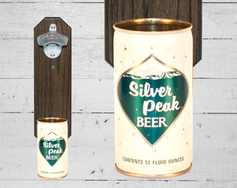 Wall Mounted Bottle Opener with Vintage Silver Peak Beer Can Cap Catcher Gift for Groomsmen