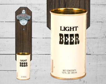 Generic Light Beer Wall Mounted Bottle Opener with Vintage Beer Can Cap Catcher - Great Gift for Groomsmen