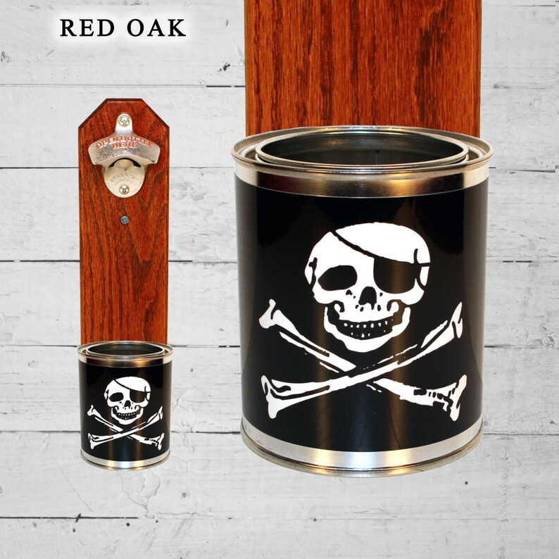 Pirate Wall Mounted Bottle Opener With Jolly Roger Tin Can Cap Etsy